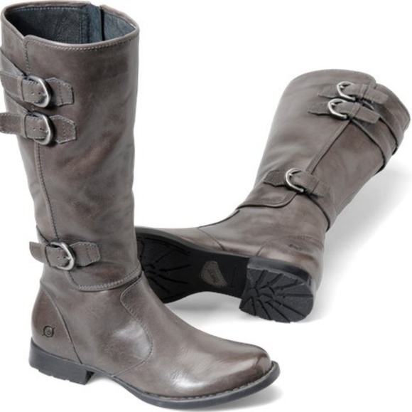 Born Shoes - Born Attila Gray Leather Lined Boots B30658 Size 7